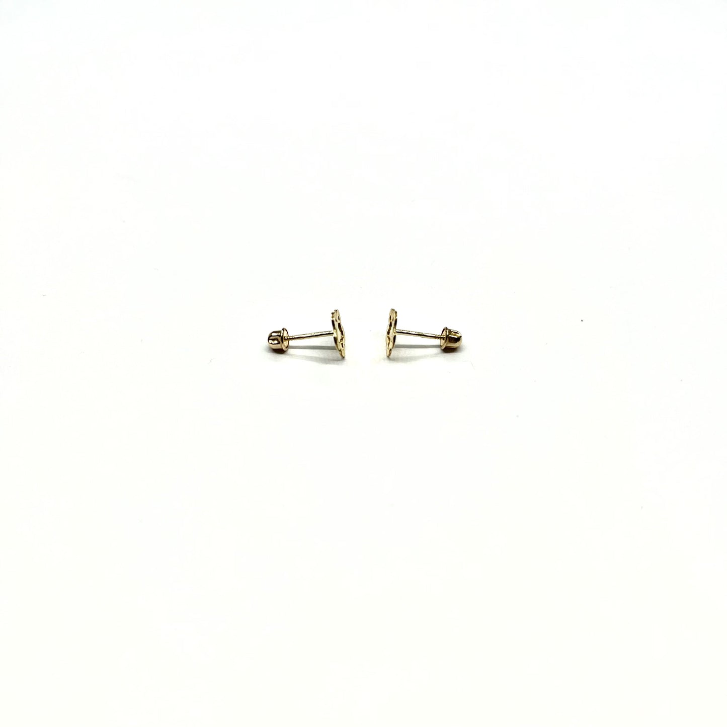 14K Gold Diamond-Cut Flower Stud Earrings