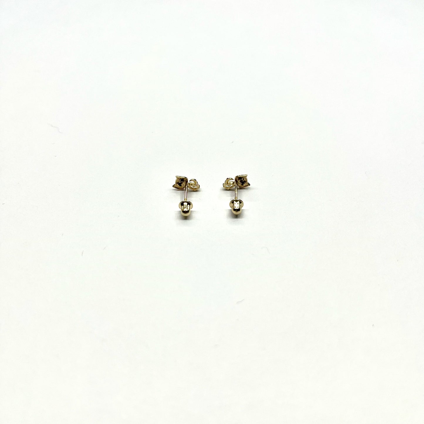 14K Gold Cat Stud Earrings