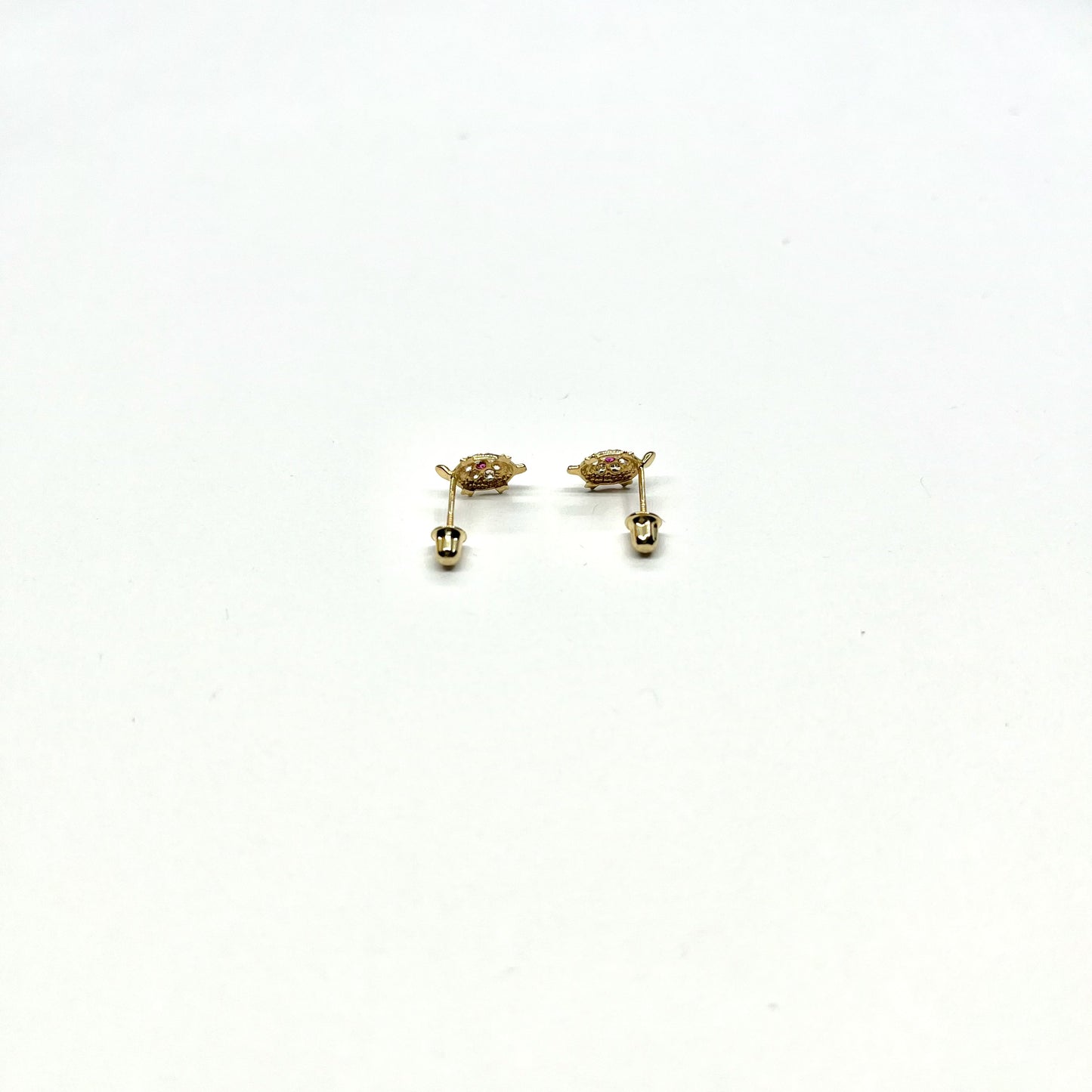 14KY Turtle Red CZ Stud Earrings
