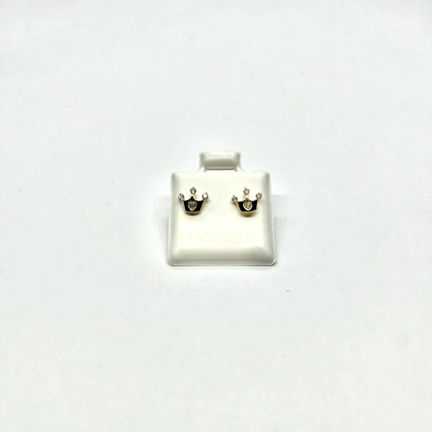 Crown Radiance Stud Earrings – 14K Gold with CZ Sparkle