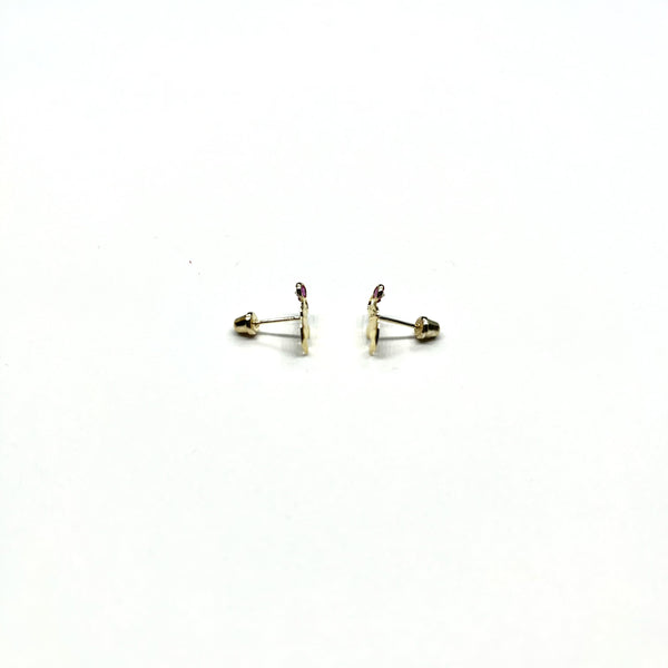 14k Gold CZ Elephant Stud Earrings