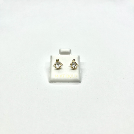14K Gold CZ Turtle Stud Earrings