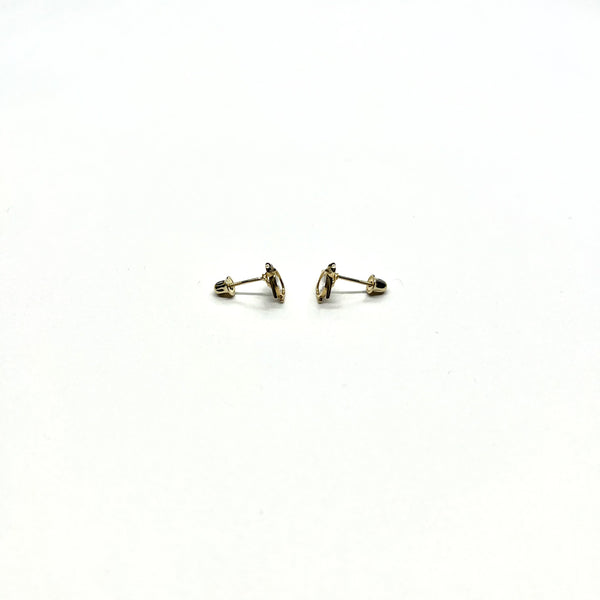 14K Gold CZ Turtle Stud Earrings