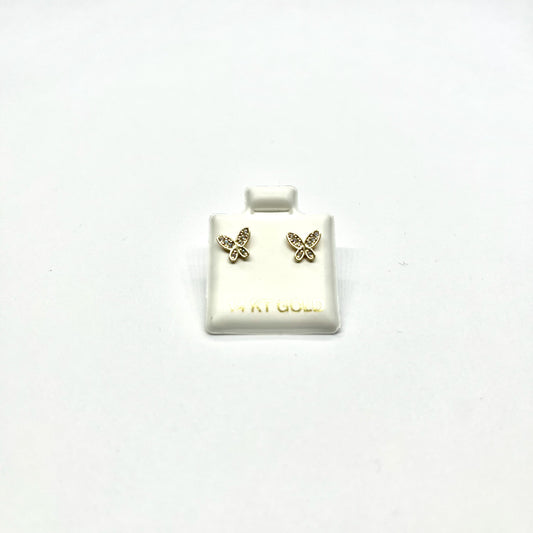 14K Gold Butterfly Stud Earrings