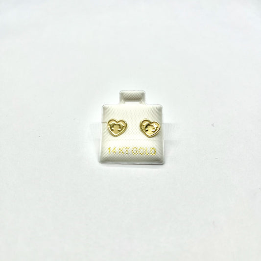 14K Gold Heart Dolphin Stud Earrings