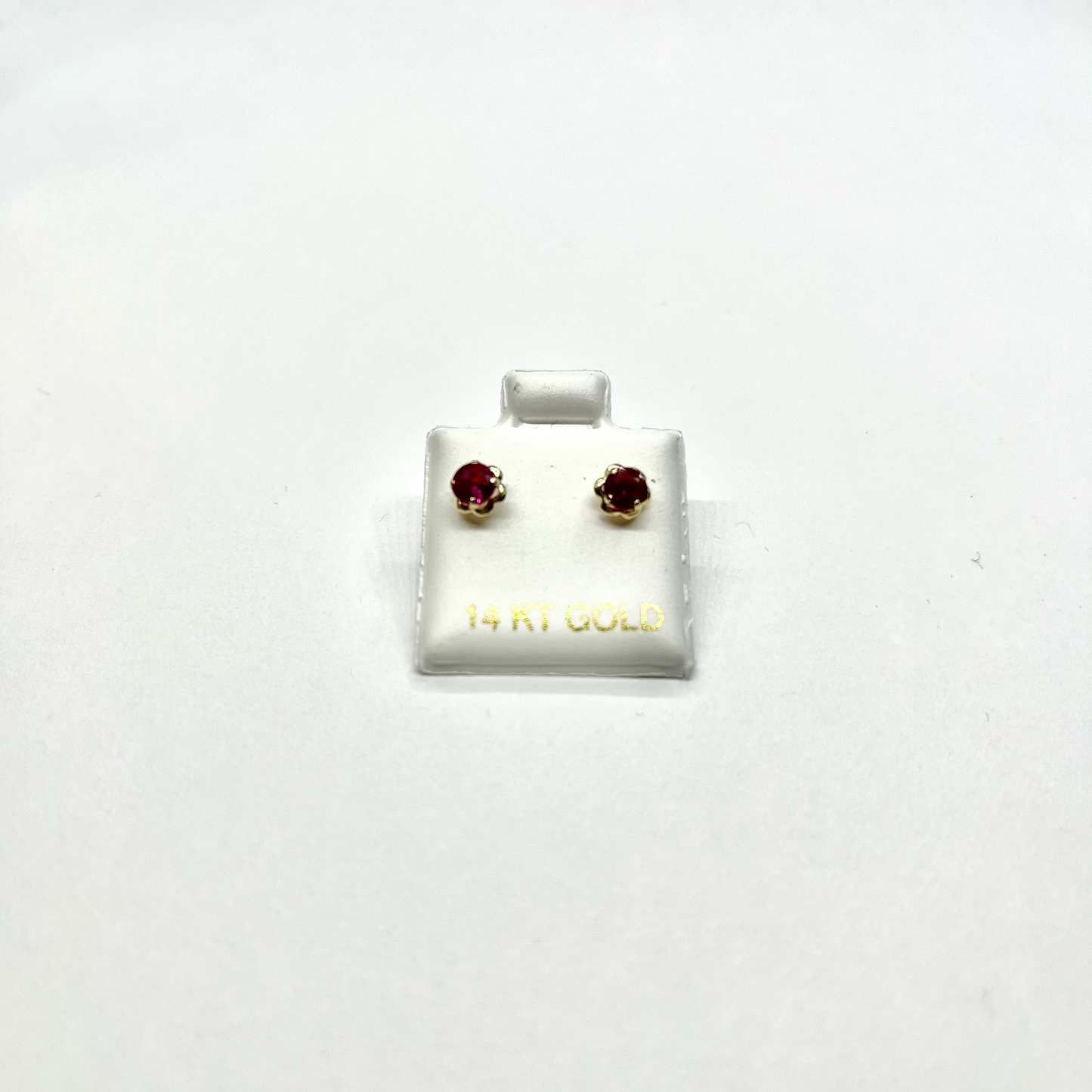 14K Gold CZ Rose Stud Earrings