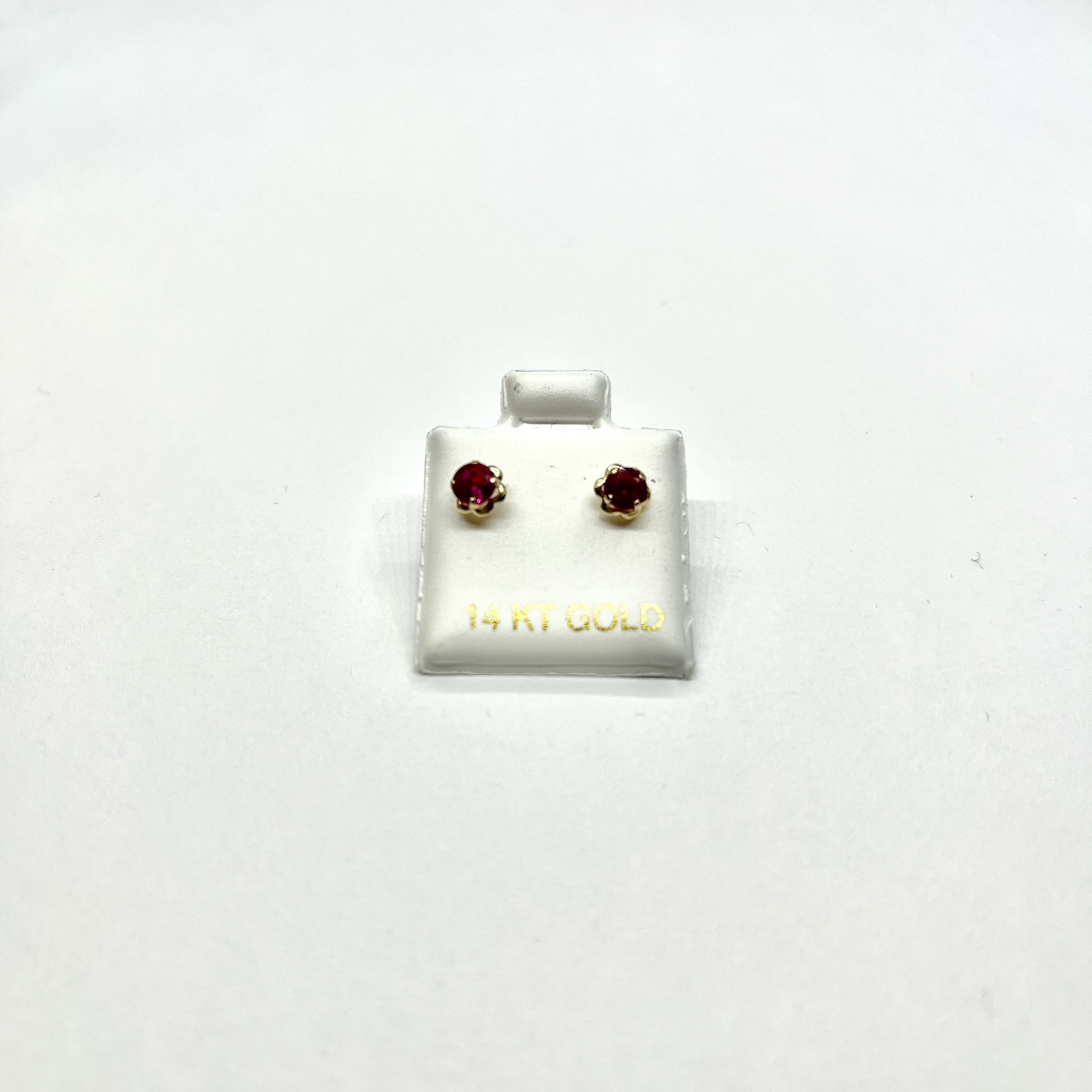 14K Gold CZ Rose Stud Earrings