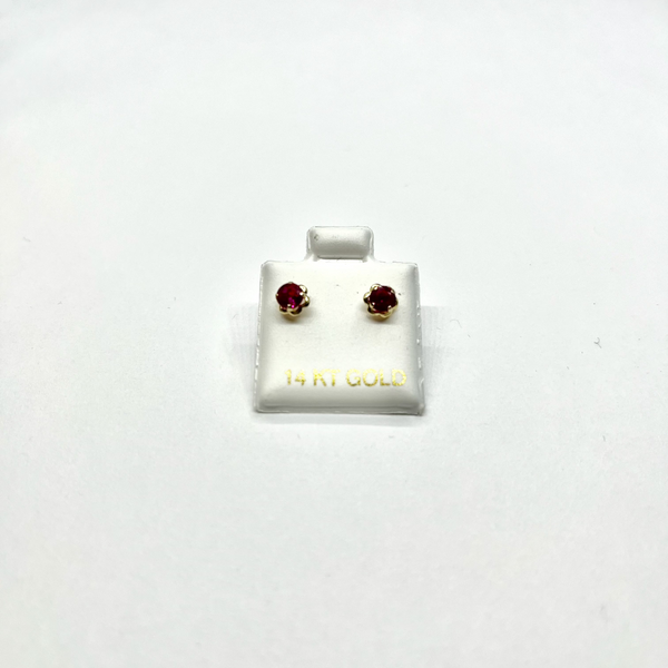 14K Gold CZ Rose Stud Earrings