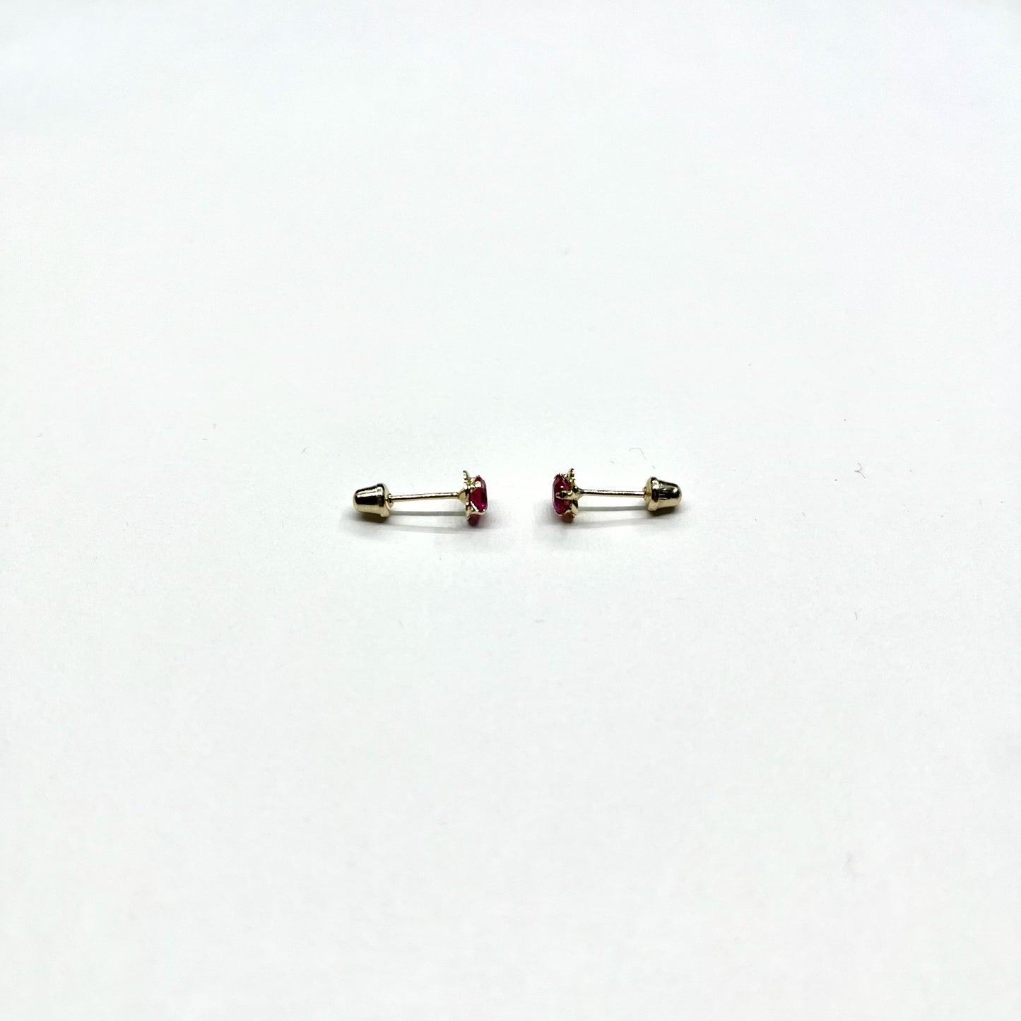 14K Gold CZ Rose Stud Earrings