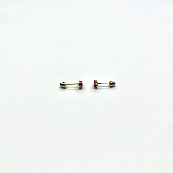 14K Gold CZ Rose Stud Earrings