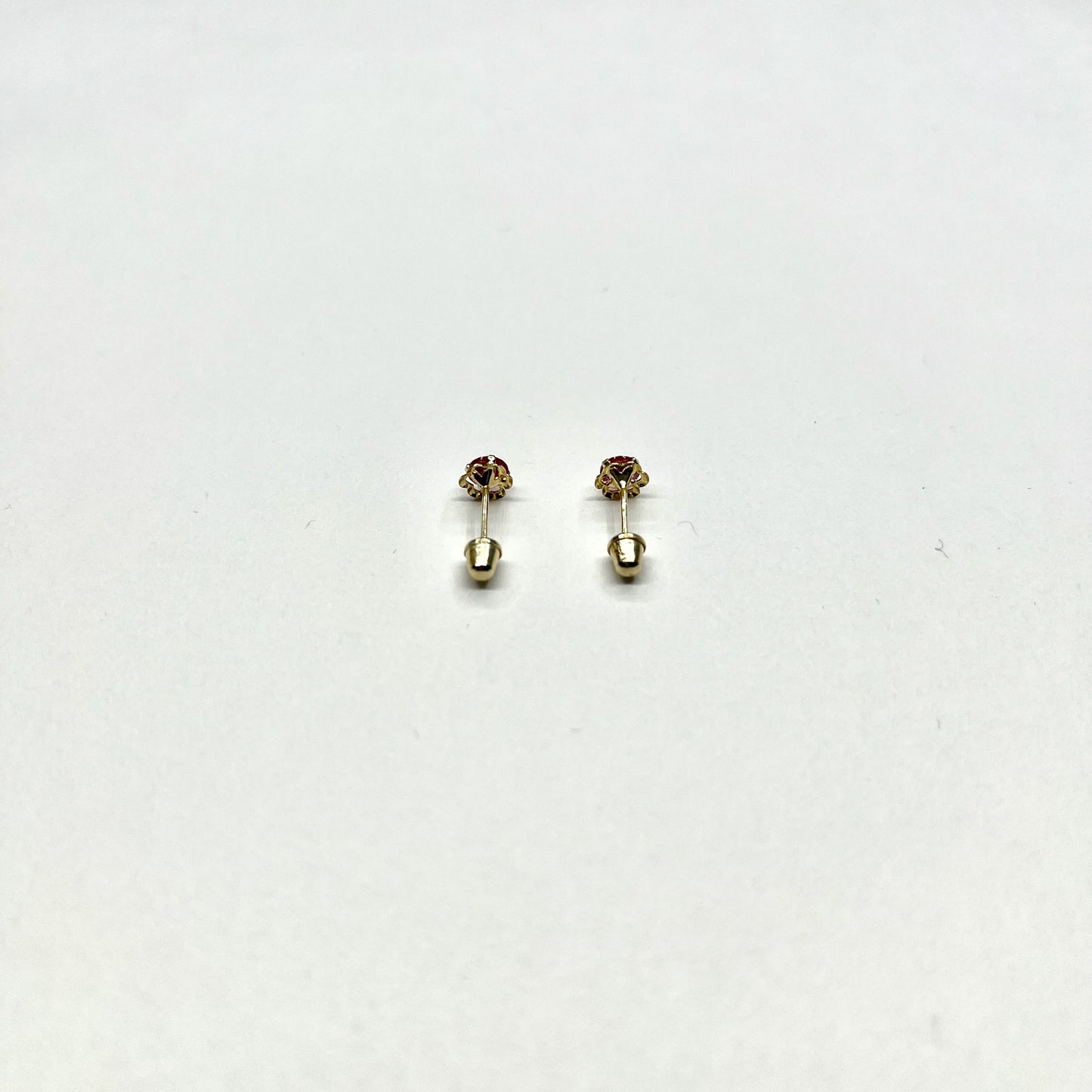 14K Gold CZ Rose Stud Earrings