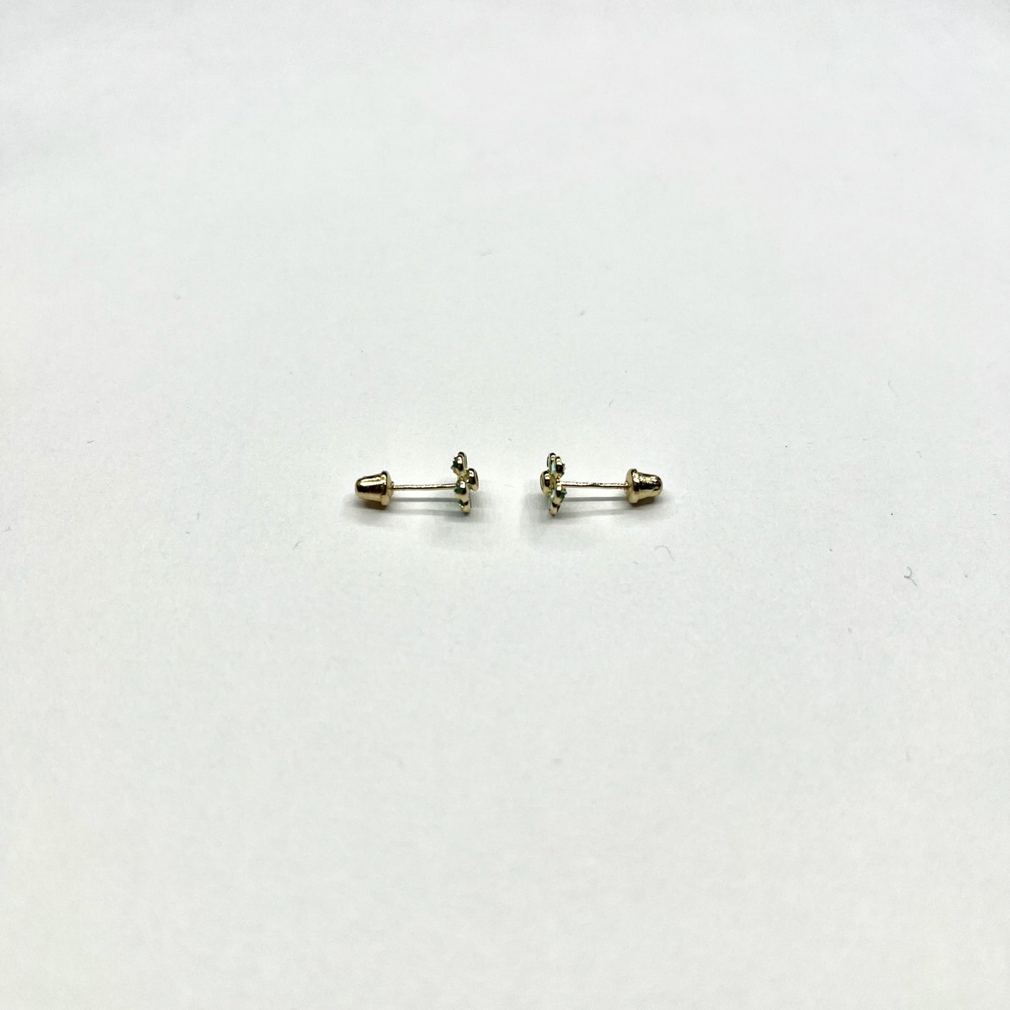 14K Gold Blue CZ Flower Stud Earrings