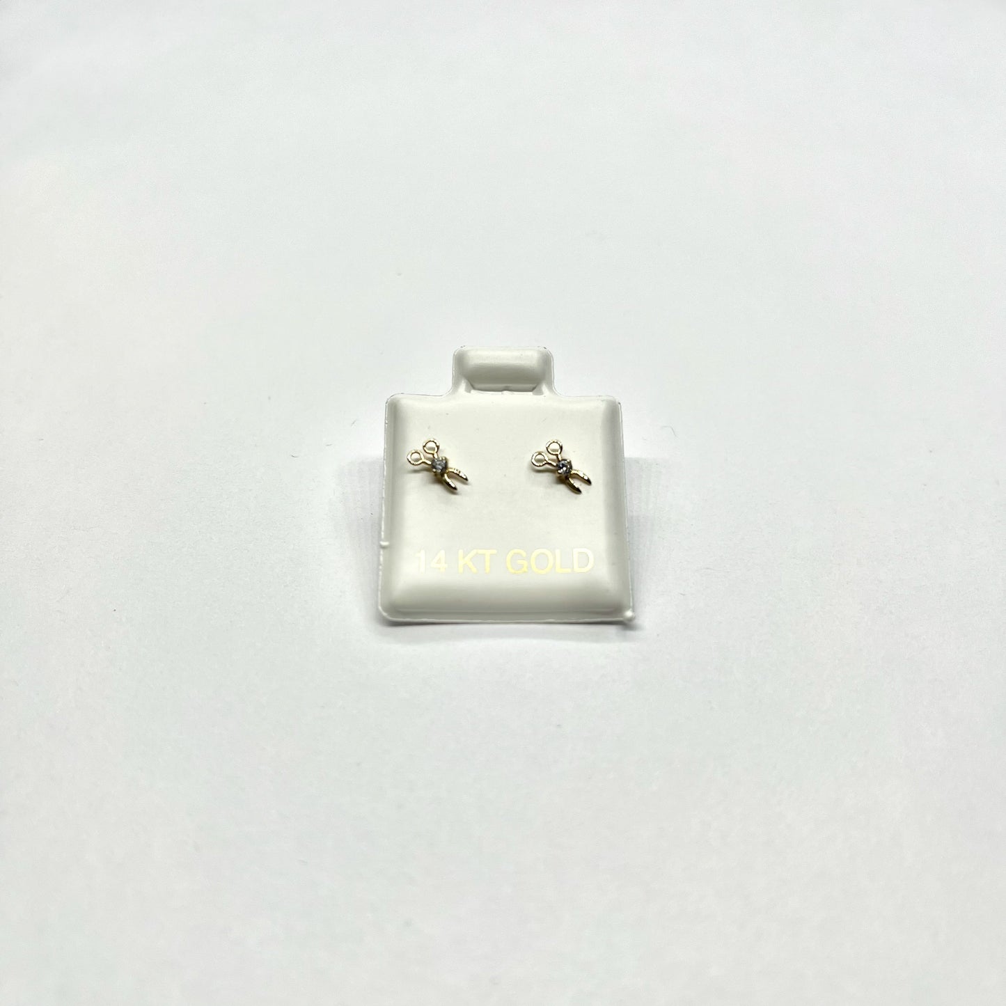 14KY Scissor CZ Stud Earrings