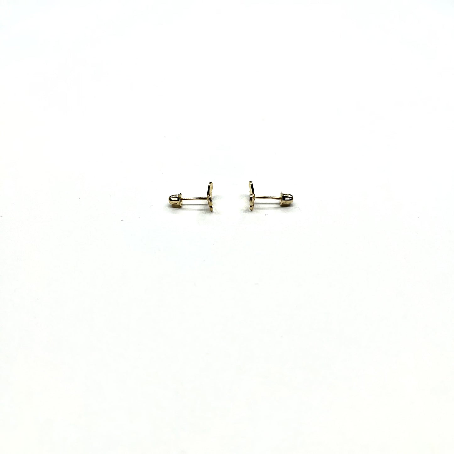 14K Gold Diamond-Cut Butterfly Stud Earrings