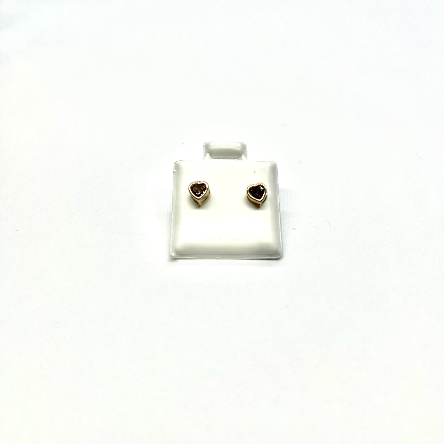 14KY 3mm Heart CZ Bezel Screw Back Stud Earrings (JUN)