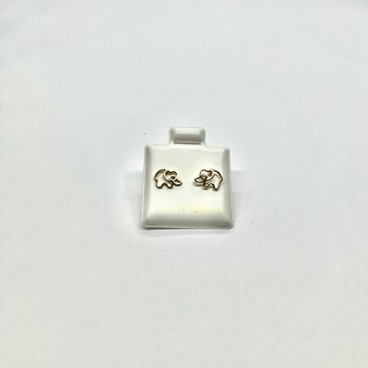 14K Gold Elephant Stud Earrings