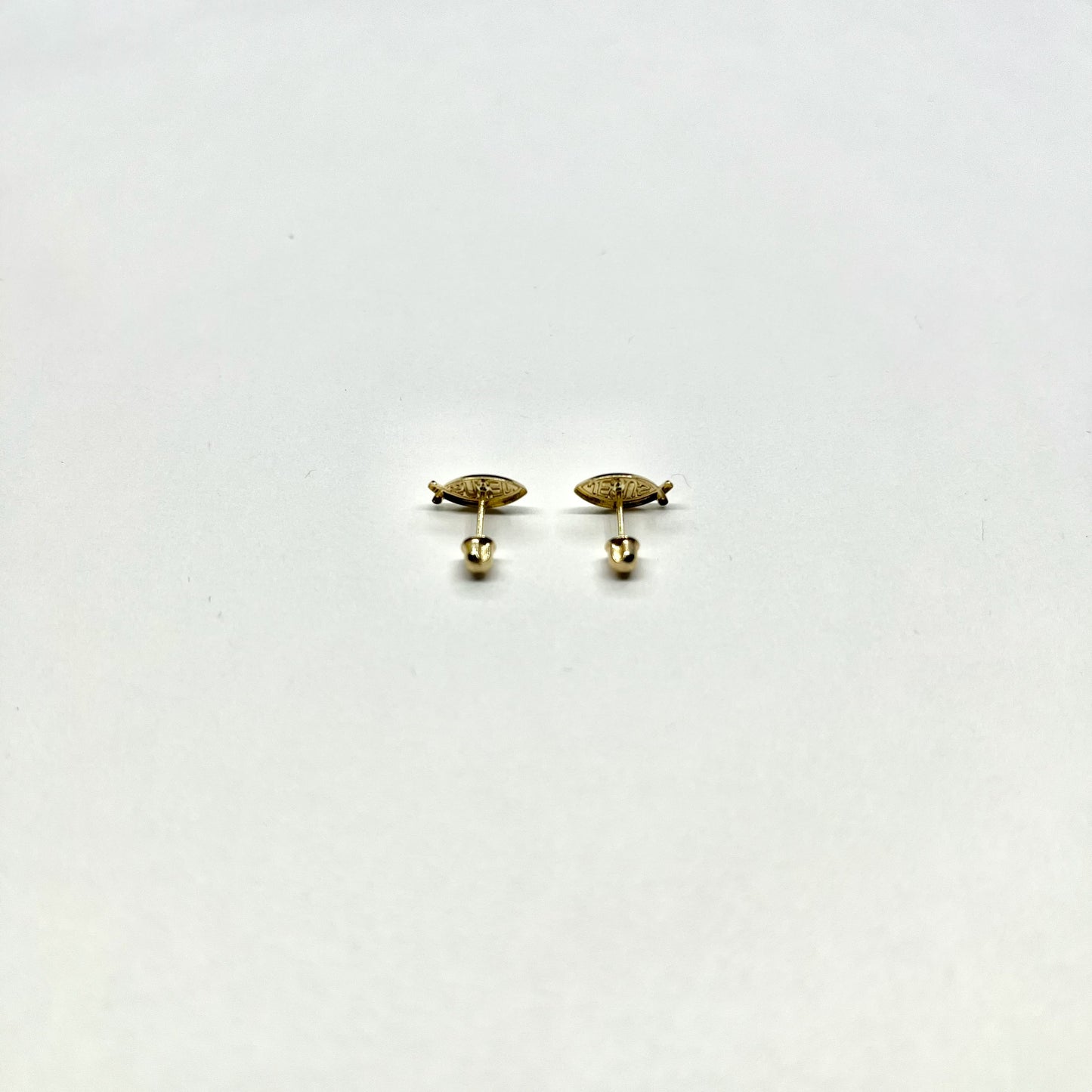 14K Gold Jesus Fish Stud Earrings