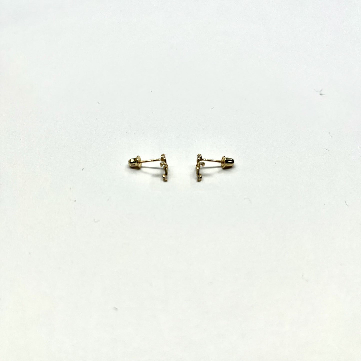 14K Gold CZ Thin Cross Stud Earrings