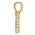 14K yellow gold letter A initial pendant side view showing raised diamond settings on white background