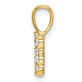 14K yellow gold lab grown diamond initial B pendant side view showing raised prong settings on white background