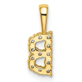 14K yellow gold lab grown diamond initial B pendant back view showing open-back profile on white background