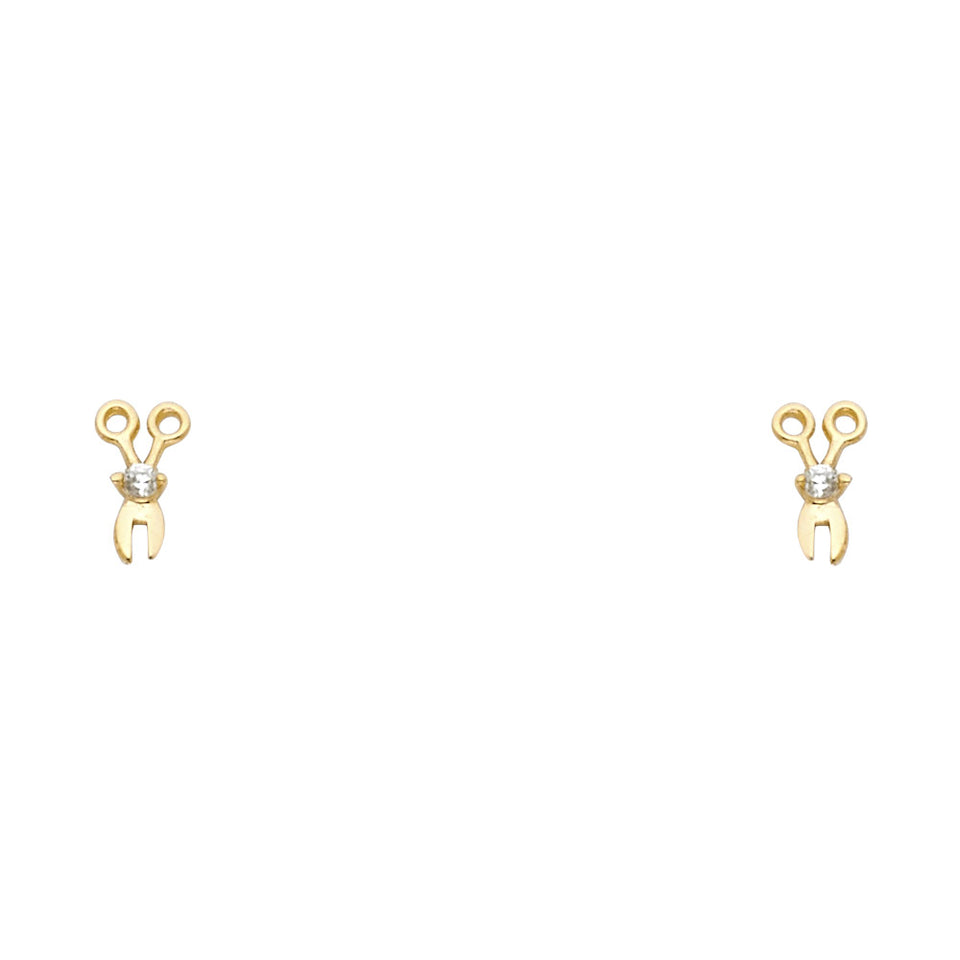 14KY Scissor CZ Stud Earrings