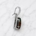 Sterling Silver Multicolor Pear Cabochon CZ Halo Pendant
